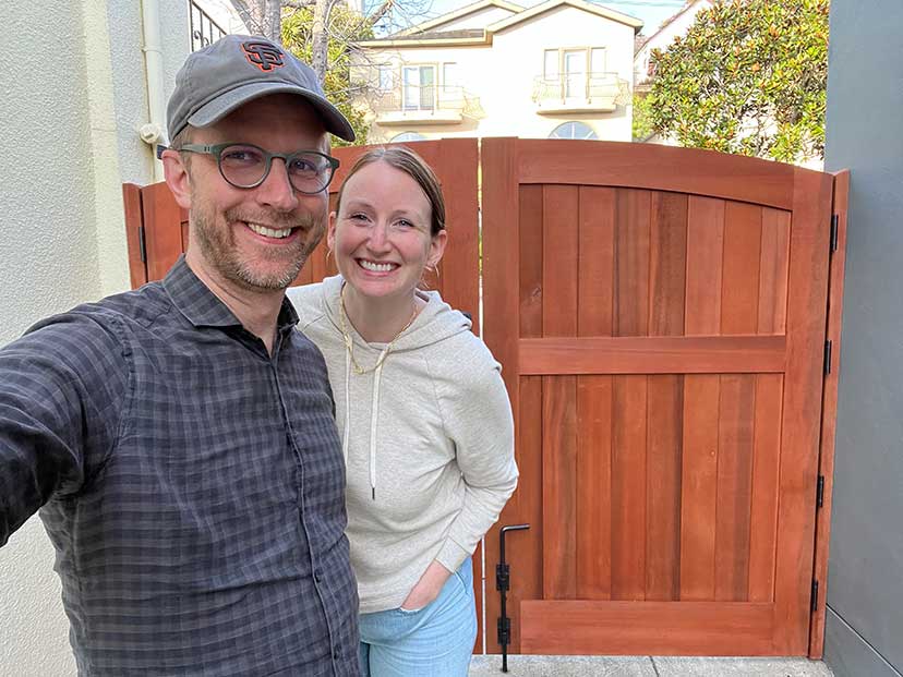 photo of happy customers of a new prowell driveway gate in san francisco