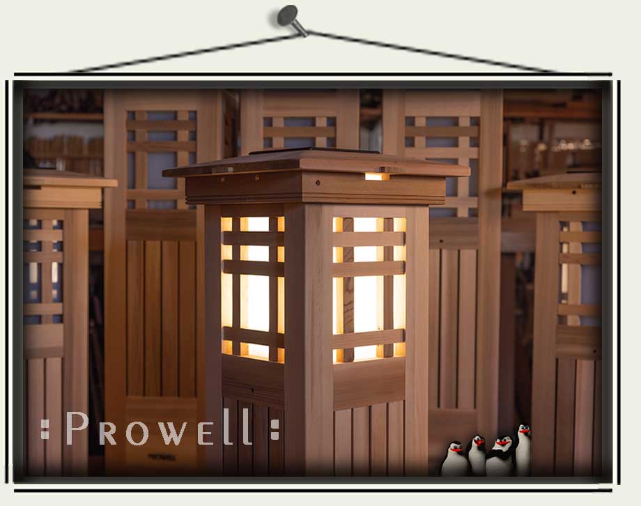 custom wood garden column lighting #8-3