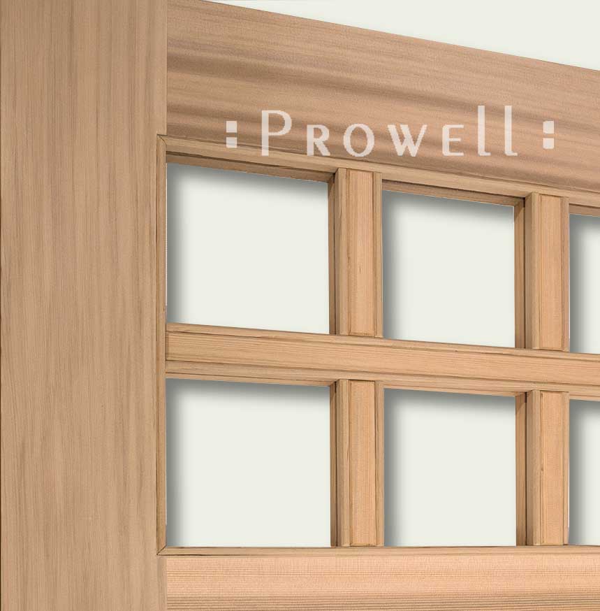 wood gates with glass windows