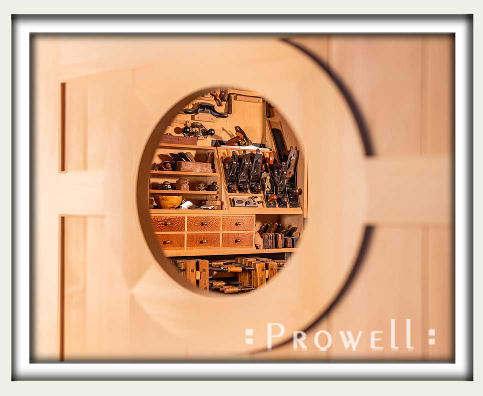custom wood garden gate #6-2ll with an open portal speakeasy