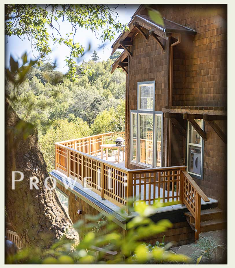 custom wood deck and porch railing #3-1b in marin county, CA
