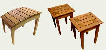 wood bench end tables