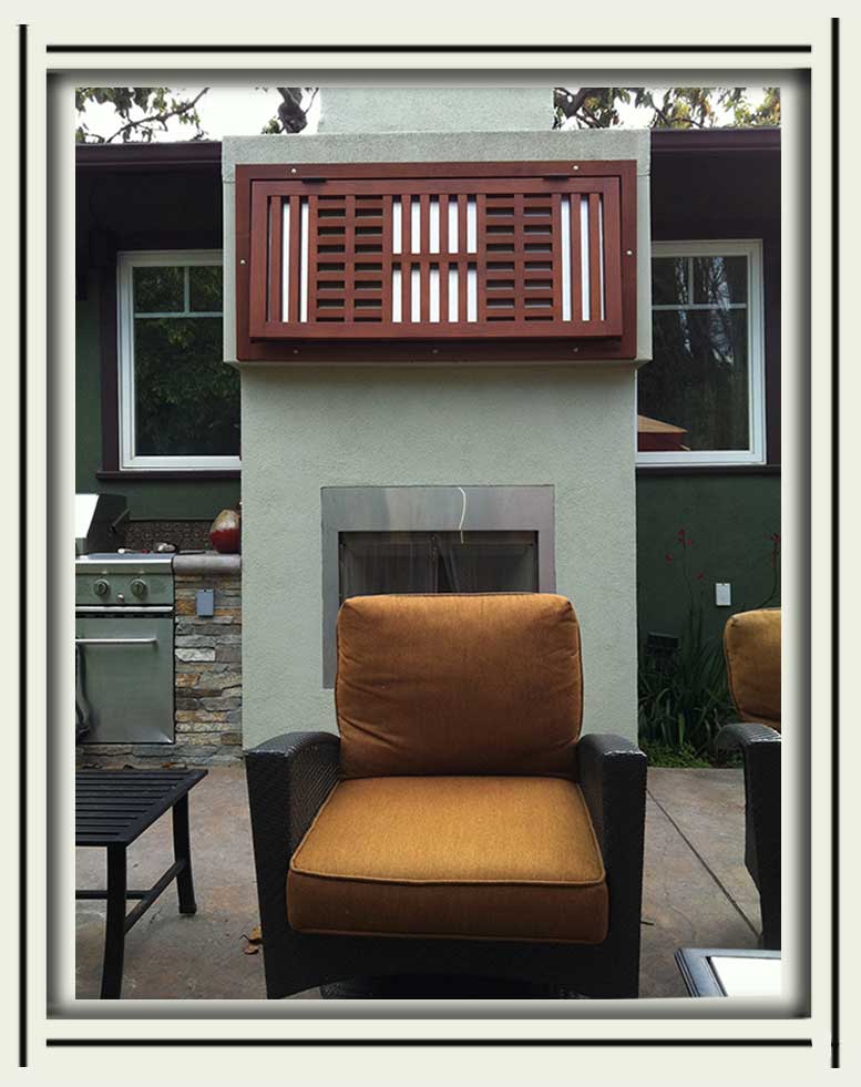 Patio automated TV wood grill