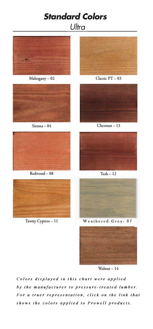 woodRX exterior stain color chart
