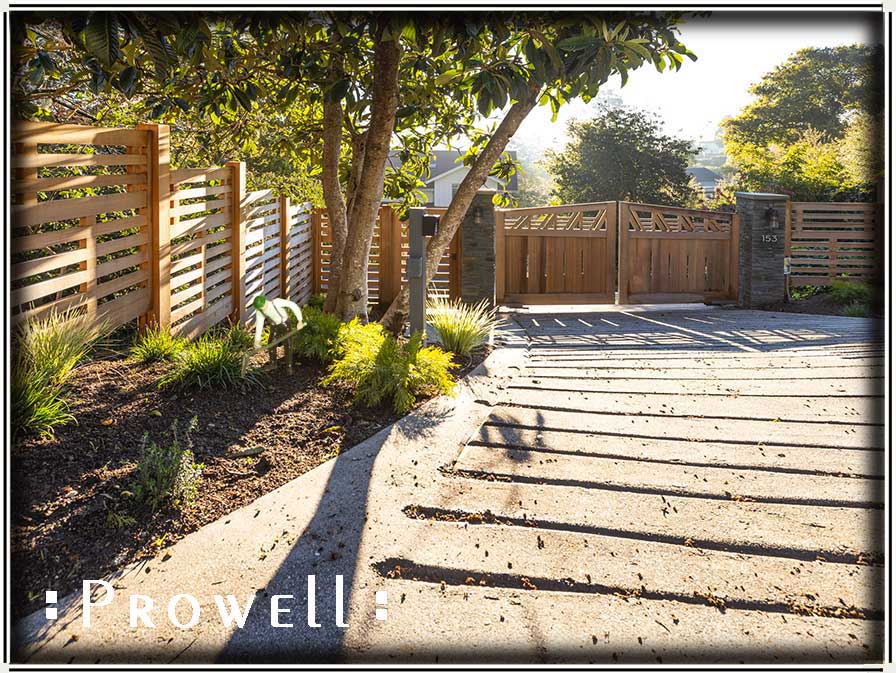 wood driveway gate #10 on a sloping grade in Marin County, CA