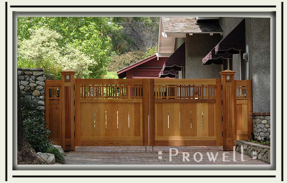 Arts and Crafts wood driveway gates #29e in Pasadena, CA