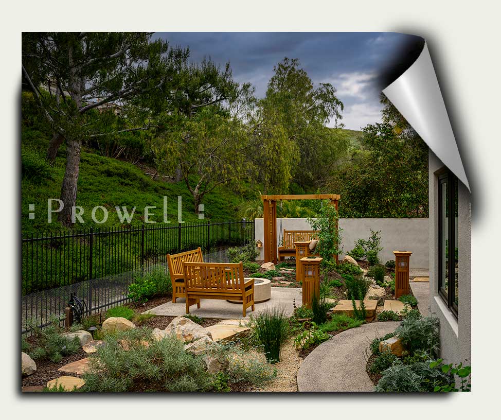 lighted wood garden columns #8-3 with swing in San Juan Capistrano, CA