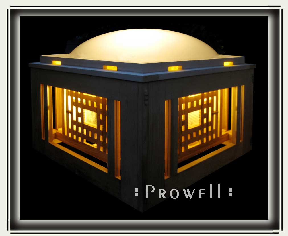 lighted exterior wood landscape assembly 50